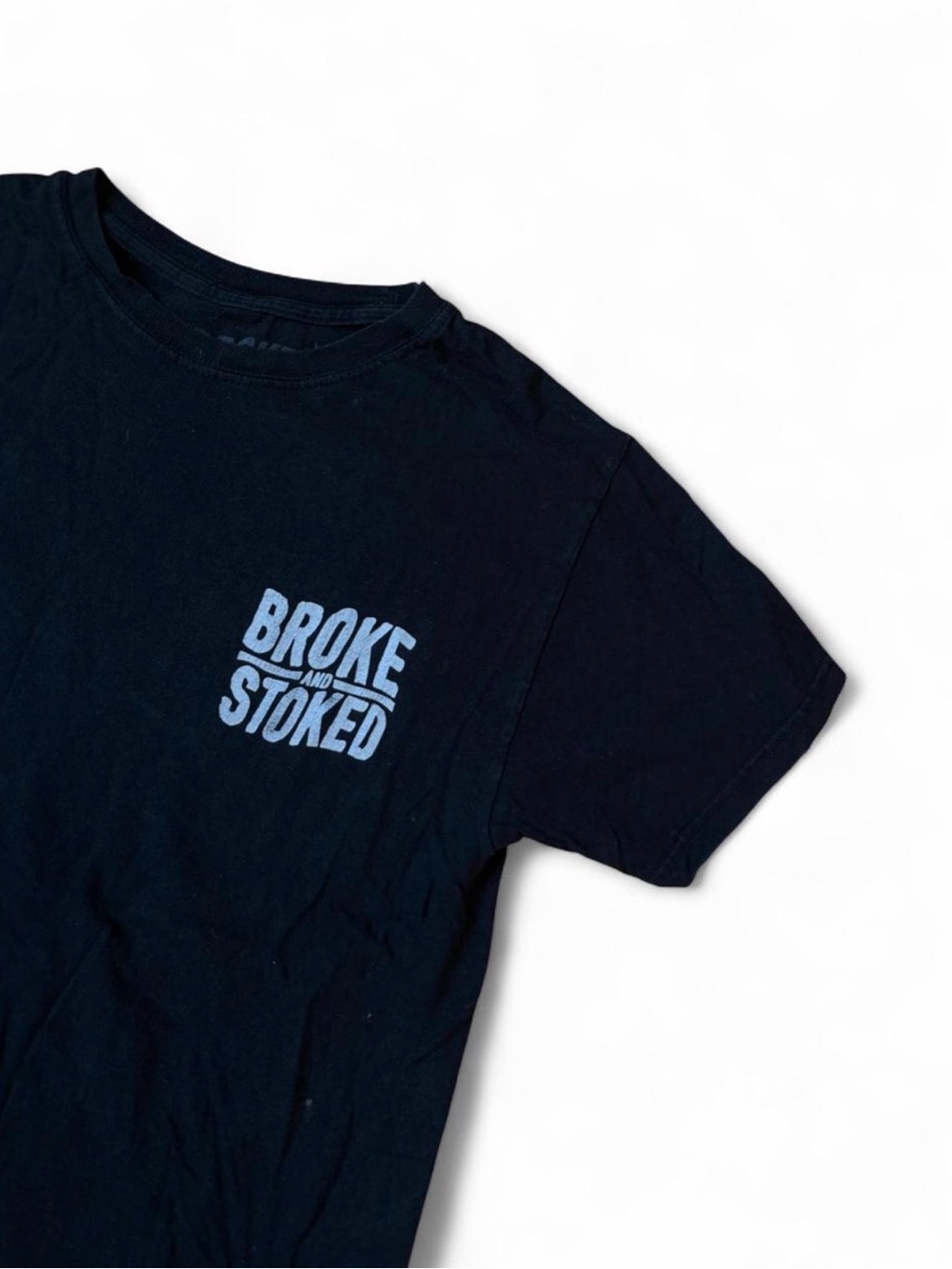 Black Graphic Tee - "Broke and Stoked"